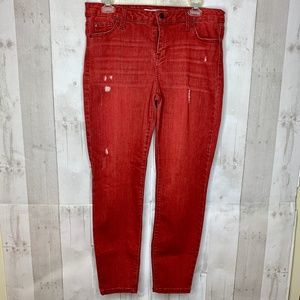 Red Distressed Jeans